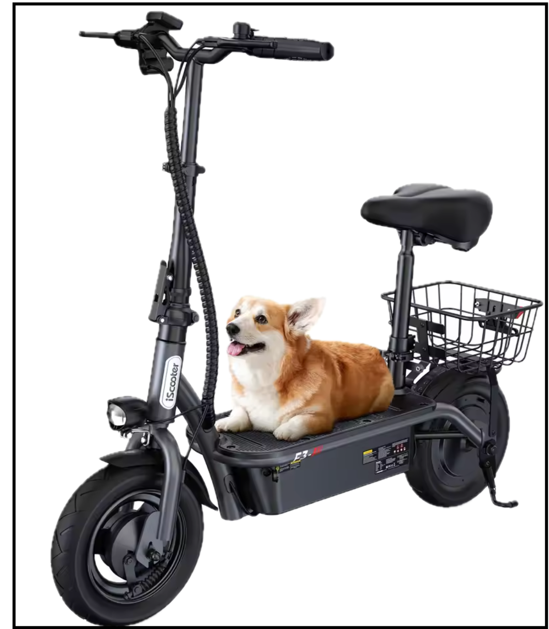 F3 Elektroroller 48V 1000W 45 km/h Höchstgeschwindigkeit 10 Zoll Faltbarer Leichter Erwachsenen-Einkaufsroller mit Sitz und Korb